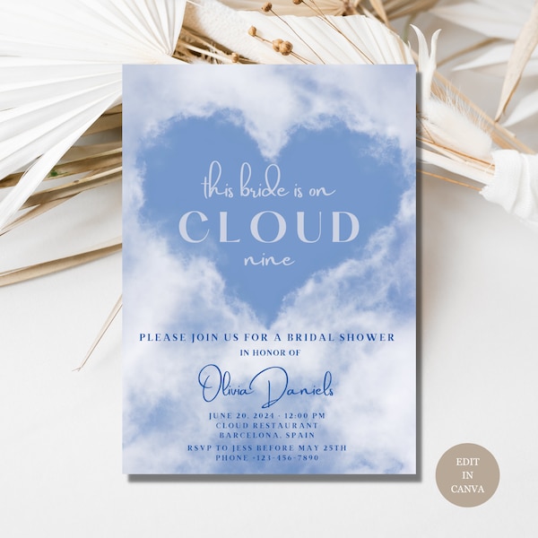 This Bride is On Cloud Nine Bridal Shower Invitation Bridal Shower On Cloud 9 Invite Instant Download Template