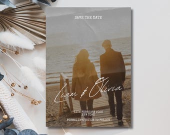 Photo Save the Date Template: Minimalist Wedding Announcement (Digital File)