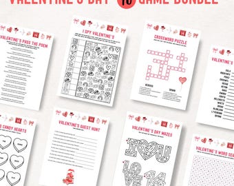 Valentine's Day Game Bundle: 10 Printable Party Games (PDF)
