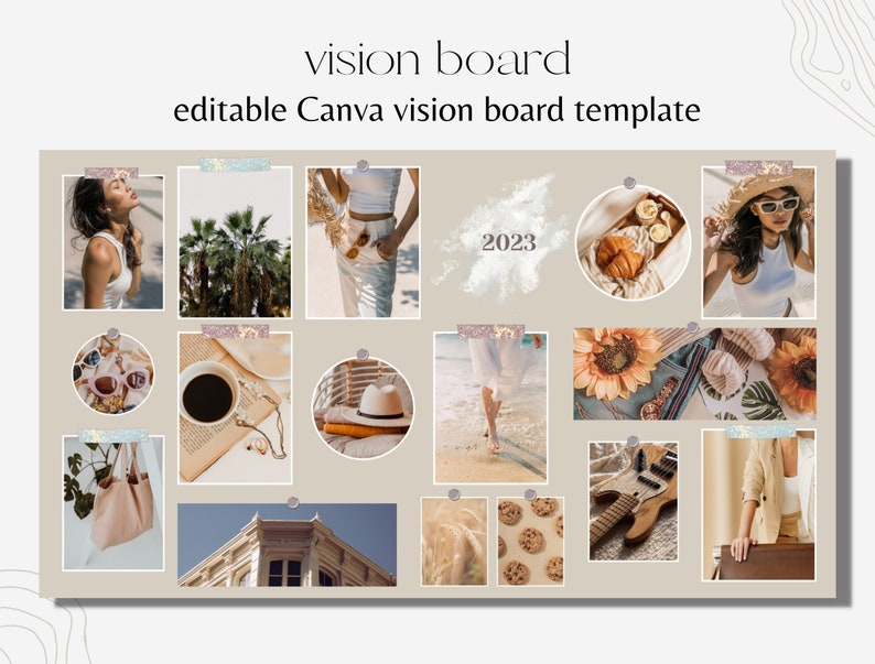 Vision Board Template 2023 Canva Editable Template Manifestation Board ...