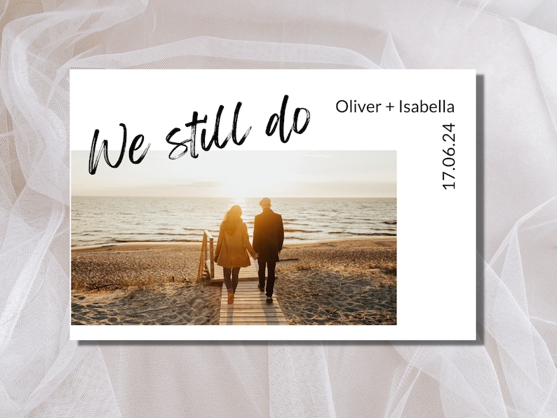 Minimalist Vow Renewal Save the Date Photo Template (canva Editable) - Etsy