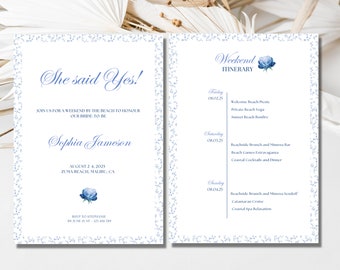 Coastal Bachelorette Invitation & Itinerary Template (Digital Download)