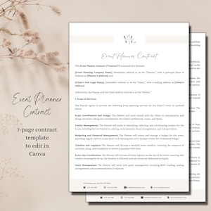 Event Planner Contract Template, Wedding Planner Contract Editable Template, Event Planner Agreement, Client Agreement