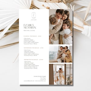 Photography Pricing Guide Template, Photography Price List, Family Session Pricing Template, Editable Family Photography Price List Canva