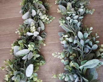 Lambs Ear Eucalyptus Greenery Garland Rustic Wedding Table Runner Centerpiece Wedding Garland Nursery Garland Home Decor Christmas Garland