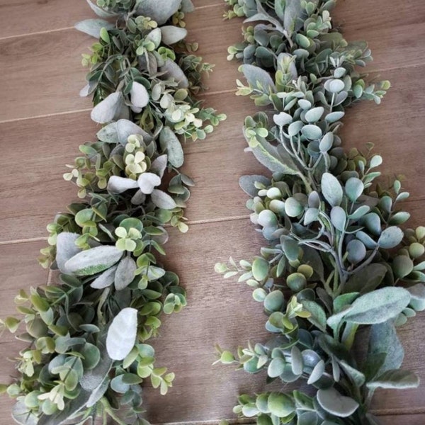 Lambs Ear Eucalyptus Greenery Garland Rustic Wedding Table Runner Centerpiece Wedding Garland Nursery Garland Home Decor Christmas Garland