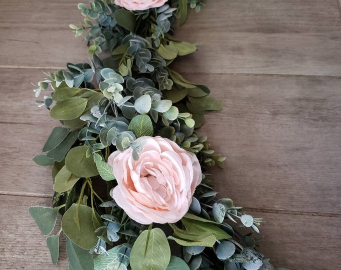 Lush Eucalyptus Greenery Garland Rose Ranunculus Rustic Wedding Table