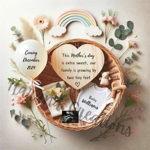 Mother&#39;s Day Pregnancy Announcement Digital Rainbow baby pregnancy announcement | Spring Baby Announcement, Baby Reveal, Social Media, IVF