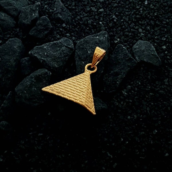 Small Egyptian Pyramid Necklace, 14k Gold Vermeil Over Sterling Silver, Giza Pyramid Pendant, The Great Pyramid Jewelry