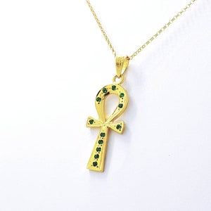 Medium Gold Ankh Necklace, 14k Gold Vermeil Over Sterling Silver, Egyptian Revival Ankh, Ankh Jewelry.