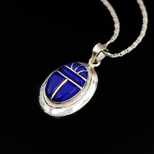 Large Scarab Necklace, Sterling Silver Scarab Pendant, Egyptian Scarab Beetle Pendant, Royal Scarab Jewelry, Scarab Amulet