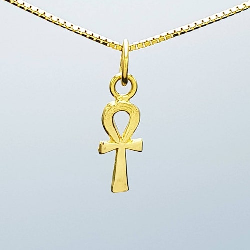 18k Solid Gold Ankh Pendant Egyptian 