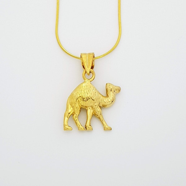 Double Sided Gold Camel Necklace, 14k Gold Vermeil Over Sterling Silver Camel Necklace, Egyptian Camel Pendant