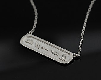 Collana con cartiglio in argento sterling personalizzata: ciondolo con nome egiziano