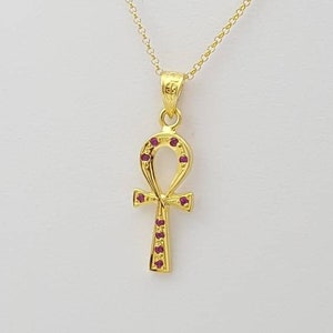 Gold Ankh Necklace, 14k Gold Vermeil Over Sterling Silver, Egyptian Revival Ankh Cross, Ankh Jewelry.