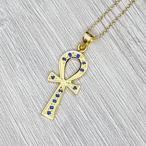 Large Gold Ankh Necklace, 14k Gold Vermeil Over Sterling Silver, Ankh Pendant, Unique Egyptian Ankh Jewelry.