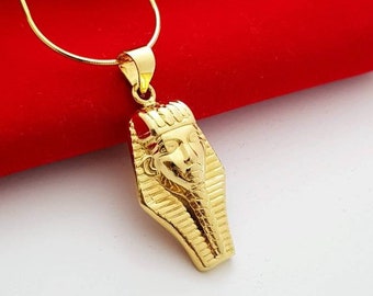 King Tut Gold Necklace, 14k Gold Vermeil over Sterling Silver, Ancient Egyptian Tutankhamun Necklace Jewelry