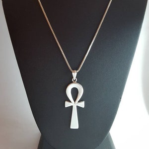 Large Ankh Necklace, Sterling Silver Ankh Pendant, Egyptian Revival ...