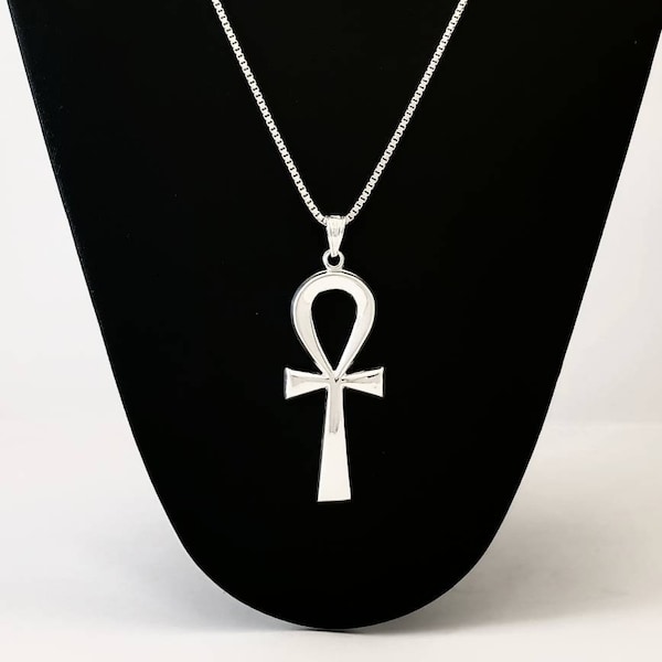 Royal Ankh Necklace, Egyptian Ankh Pendant, Sterling Silver Ankh Necklace, Large Ankh Pendant, Egyptian Revival Necklace, Ankh Jewelry