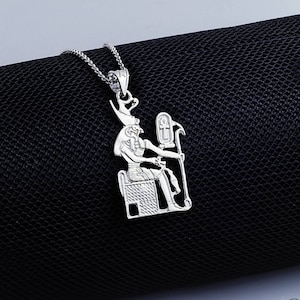 Horus Necklace, Sterling Silver Horus Pendant, God Horus Ra Seated, Horus Falcon Jewelry