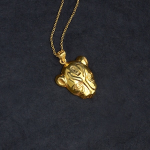 Small Gold Sekhmet Necklace, 14k Gold Vermeil overSterling Silver, Sekhmet Pendant, Egyptian Goddess Sekhmet, Sekhmet Jewelry