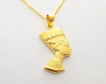 Gold Nefertiti Necklace: 14k Vermeil Sterling Silver Pendant