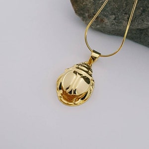 Large Gold Scarab Necklace, 14k Gold Vermeil over Sterling Silver, Egyptian Beetle, Scarab pendant , Gold Scarab Jewelry