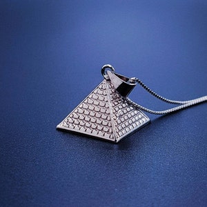 Large Egyptian Pyramid Pendant, Sterling Silver 4 Corners Giza Pyramid Necklace, Wonders of the World, Khufu Pyramid Jewelry