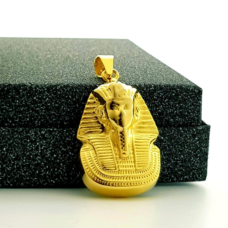 14K guld King Tut-halsband: Egyptiskt hänge i sterlingsilver bild 5