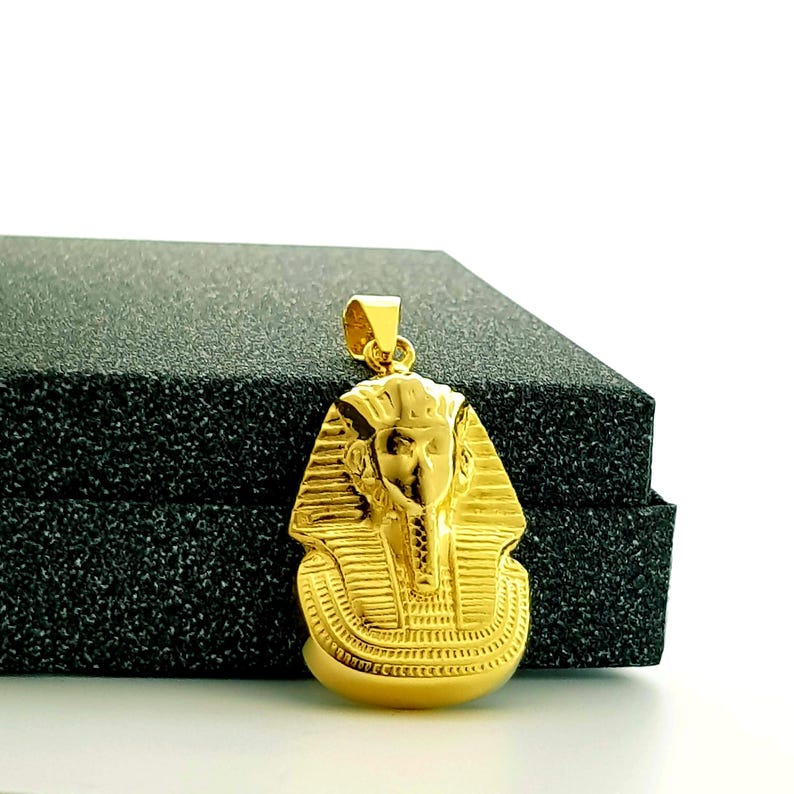 14K guld King Tut-halsband: Egyptiskt hänge i sterlingsilver bild 4