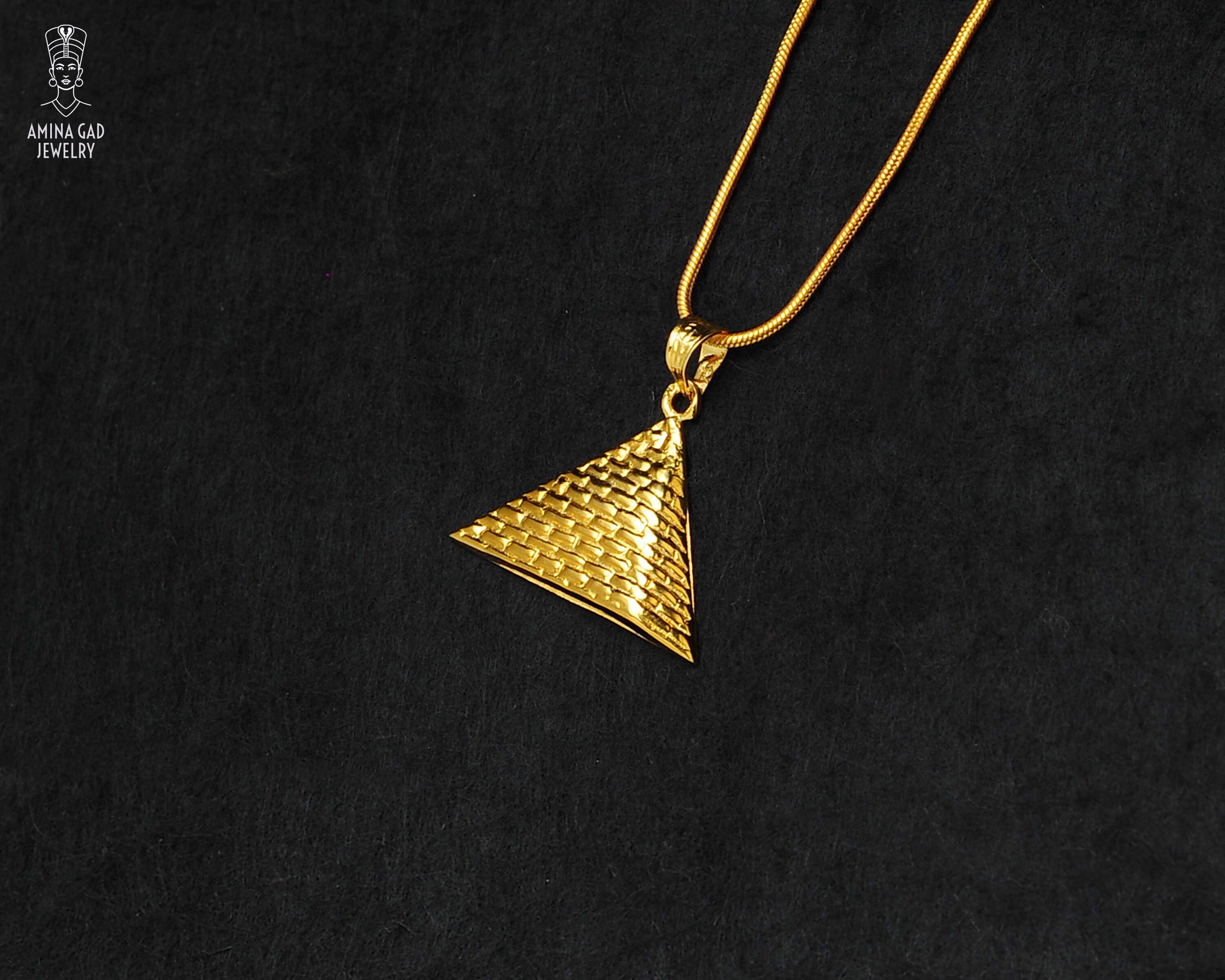 Large Gold Vermeil Pyramid Necklace, Sterling Silver Pendant - Etsy