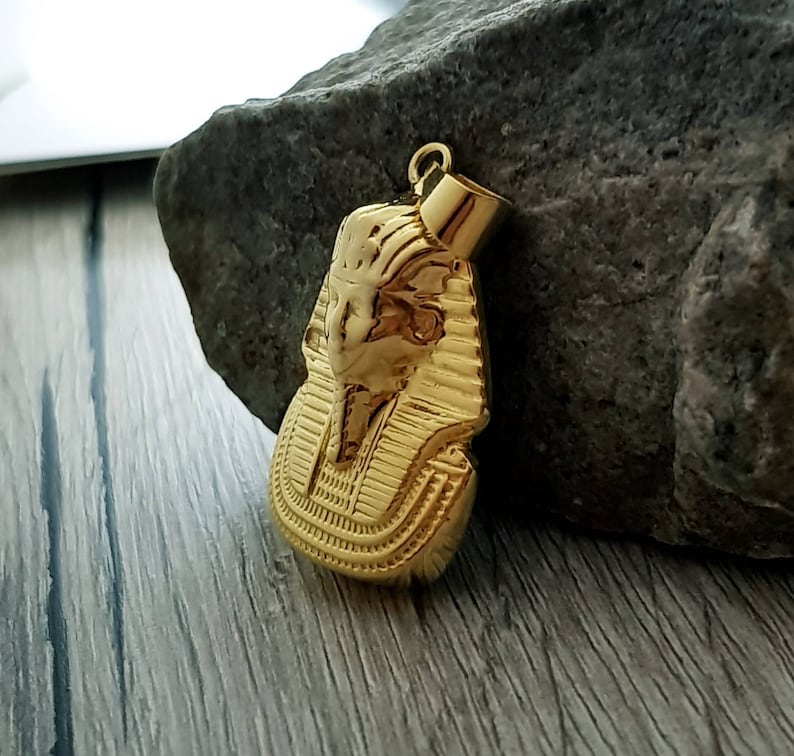 14K guld King Tut-halsband: Egyptiskt hänge i sterlingsilver bild 2