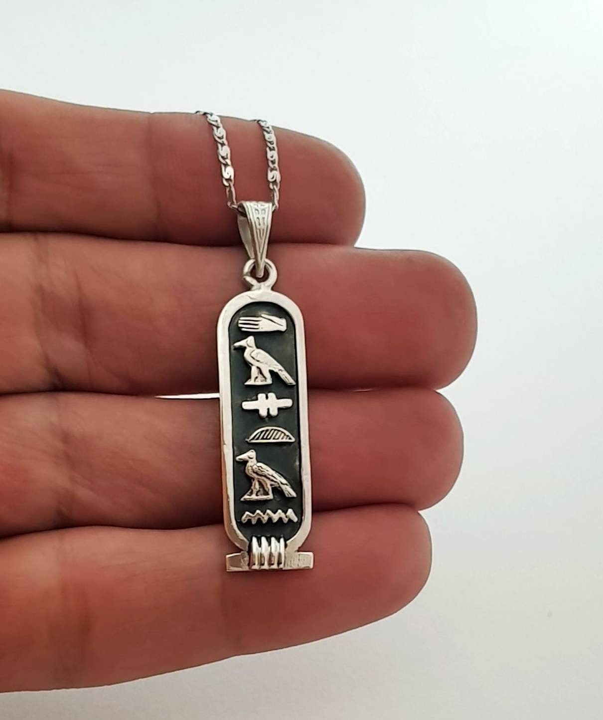 Amazon.com: FAMA.store Customize Personalized Cartouche 3-Sided Necklace  Sterling Silver gold plated and Oxidized Silver Solid Pendant Translate  into Hieroglyphs Handmade in Egypt (Fully Sterling silver): Clothing, Shoes  & Jewelry