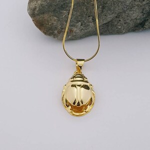 Medium Gold Scarab Necklace, 14k Gold Vermeil over Sterling Silver, Egyptian Beetle, Scarab pendant , Gold Scarab Jewelry