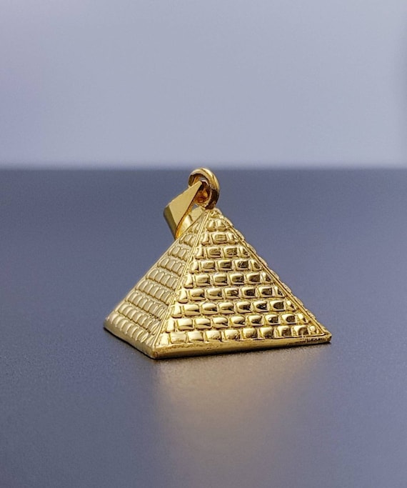 Gold Pyramid Necklace, Giza Pyramid Pendant, 14k Gold