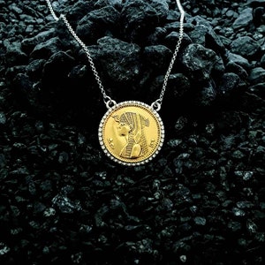Egyptian Necklace, Queen Cleopatra & King Ramesses II, Sterling Silver  Coin Necklace, Cleopatra Jewelry