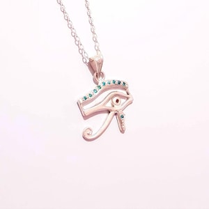 Eye of Horus Pendant Sterling Silver Eye Necklace, Emerald Eye Of Ra, Egyptian Eye.
