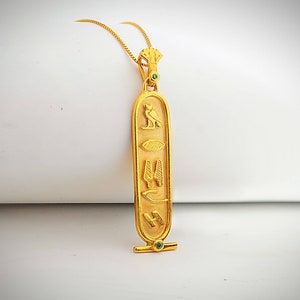 Gold Cartouche Necklace, Your Name in Egyptian Symbols, Cartouche Pendant, Customized Cartouche Jewelry.
