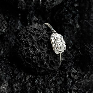Scarab Bracelet, Sterling Silver Scarab Bangle, Ancient Egyptian Bracelet, Scarab Bangle, Scarab Jewelry