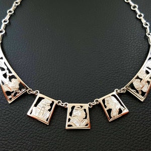 Ancient Egyptian Necklace, Hand Engraved Necklace, Sterling Silver Necklace, Egyptian Royal Jewelry