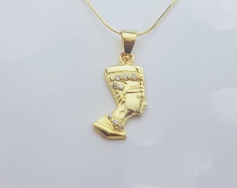14k Goldfilled Nefertiti Pendant Necklace: Sterling Silver Bust Jewelry