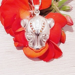 Sekhmet Necklace, Sterling Silver and Garnet Gemstones, Sekhmet Pendant, Egyptian Lioness Goddess Pendant, Sekhmet Jewelry.