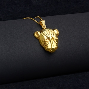 Medium Gold Sekhmet Necklace, 14k Gold Vermeil over Sterling Silver, Sekhmet Pendant, Egyptian Goddess Sekhmet, Sekhmet Jewelry