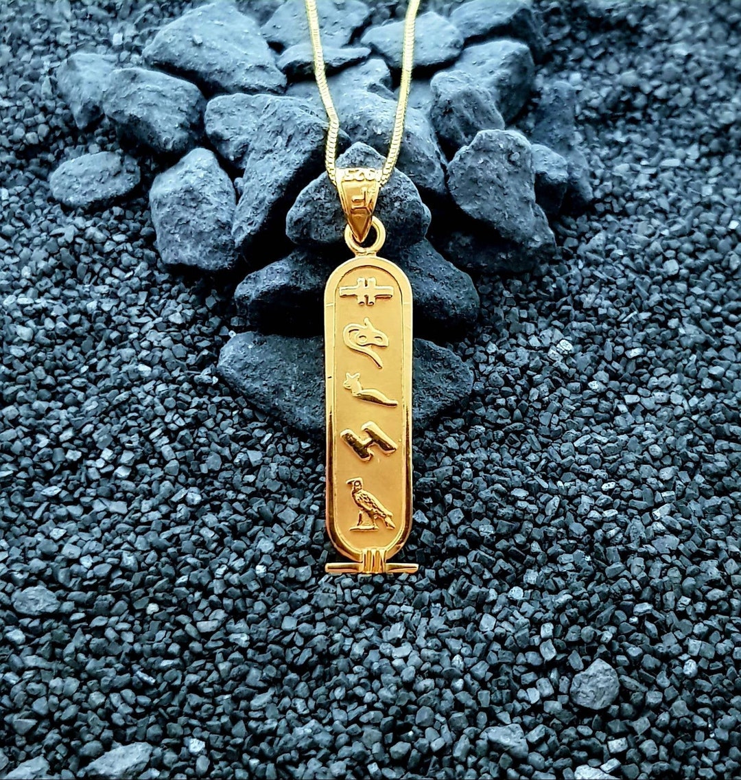 Double Side Cartouche Necklace, Your Names in Ancient Egyptian Hieroglyphic  and English Language, Personalised Cartouche Jewelry. - Etsy