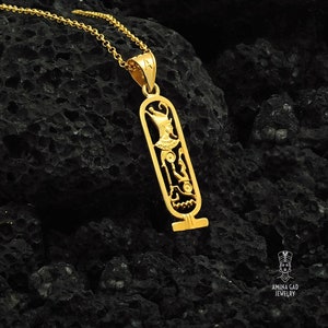 Gold King Ramesses Necklace, 14k Gold Vermeil Over Sterling Silver, Ramesses Cartouche Necklace, Ramses Jewelry