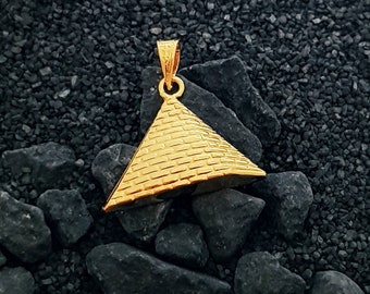 18k Solid Gold Pyramid Pendant Giza Great Pyramid Egyptian Pyramid Real Gold Pyramid. Etsy