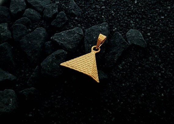 Gold Vermeil Egyptian Pyramid Necklace, Sterling Silver Giza