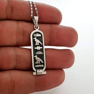 Double side Cartouche, Your Name in Hieroglyphic and English, Personalised Cartouche Pendant, Black Cartouche Pendant.