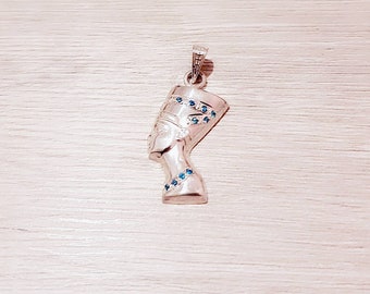 Sterling Silber Nofretete Anhänger Halskette, ägyptische Königin Schmuck