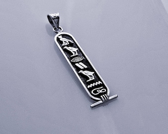 Collana con cartiglio egiziano personalizzato: ciondolo con nome in argento sterling ossidato